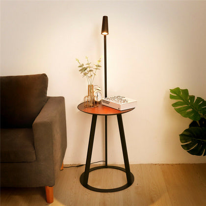2 in 1 Industrial Style Floor Lamp Bedside Table Nightstand 360°Adjustable 116cm
