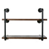 2 Tiers Industrial Iron Pipe Shelf Retro Wall Mounted Shelving With Wood Board