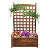 Wooden Garden Planter Plant Flowerpot Box With Trellis Support Patio Lattice 30"