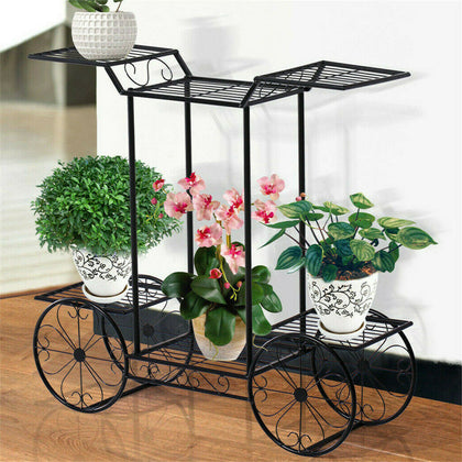 6 Tiers Garden Cart Stand & Flower Pot Plant Holder Display Rack Parisian Style