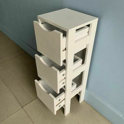 Slim 3 Drawers bathroom Cabinet unit bedroom Storage multi purpose MDF wood Whit