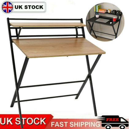 Folding Computer Desk Corner Wood Laptop PC Home Office Study Table Workstation