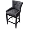 BUTTON BACK BAR STOOL BARSTOOL CHAIR KITCHEN BREAKFAST SEAT UK -DARK GREY FABRIC