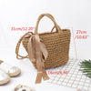 Women Brown Bowknot Straw Beach Bag Tote Basket Handbag Shoulder Messenge