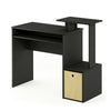 Black Wood Effect Computer Desk with Shelves and Storage Bin
