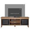 Industrial TV Stand Metal Drawers Media Shelf Storage Rustic Brown Cabinet Unit