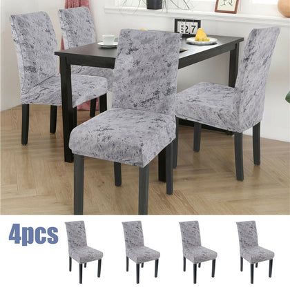 4pcs Crushed Velvet Stretch Dining Chair Seat Cover Protective Slipcover Home