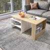 Modern Coffee Table Adjustable Tea Table w/Storage Living Room Home Office Oak