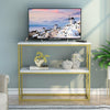 Tribesigns Industrial Console Table Marble Slim Entryway Hallway Table Grey/Gold