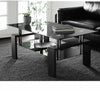 Tempered Glass Chrome Living Room Coffee Table, Black Modern Rectangle Tea Table