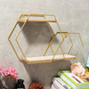 Wall Hanging Storage Rack Hexagon Metal Display Shelf Wooden ShelvesPlant Stand