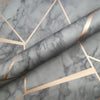 FRACTAL GEOMETRIC MARBLE WALLPAPER CHARCOAL GREY & COPPER - FINE DECOR FD42266