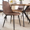 Brown Fabric Dining Chairs Set of 2 Dining Seat Black Metal Legs Diamante Style