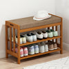 Hallway Shoe Storage Rack Cushion Padded Bench Bamboo Wood Entryway Organizer
