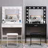 Modern Dressing Table Makeup Desk w/LED Lighted Mirror&Drawer,Stool Bedroom