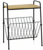 Retro Magazine Rack Side Table Metal Wire Wooden Top Effect Storage Home Decor