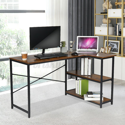 L-shaped Corner Computer Desks PC Table Workstation Home Office Study W/ Shelves