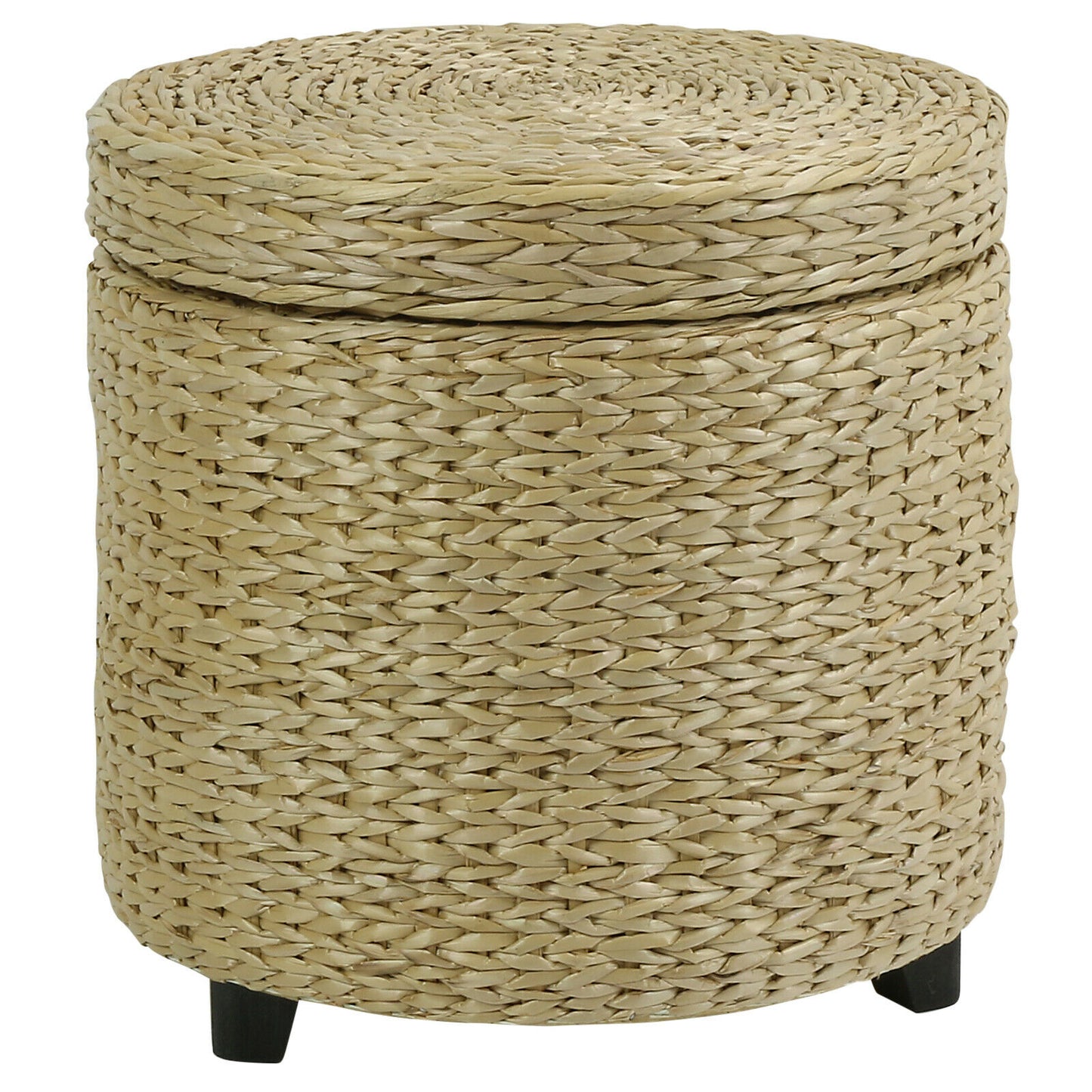 ROUND STORAGE OTTOMAN STOOL/SIDE TABLE SEAT WOVEN WICKER RATTAN STYLE FURNITURE