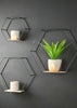 Set of 3 Hexagon Wall Shelves Industrial Style Metal Wood Shelving Shelf Display