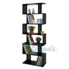 Wood Bookcase Bookshelf S Shape 6 Tier Shelves Free Standing Shelving Storage