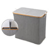 Laundry Basket Bin Bag Oxford Fabric Hamper 2 Compartment Double Sided Lid