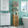 Bathroom Tall Cabinet 3-Tier Bamboo Shelves Storage Uint Cupboard Shelving