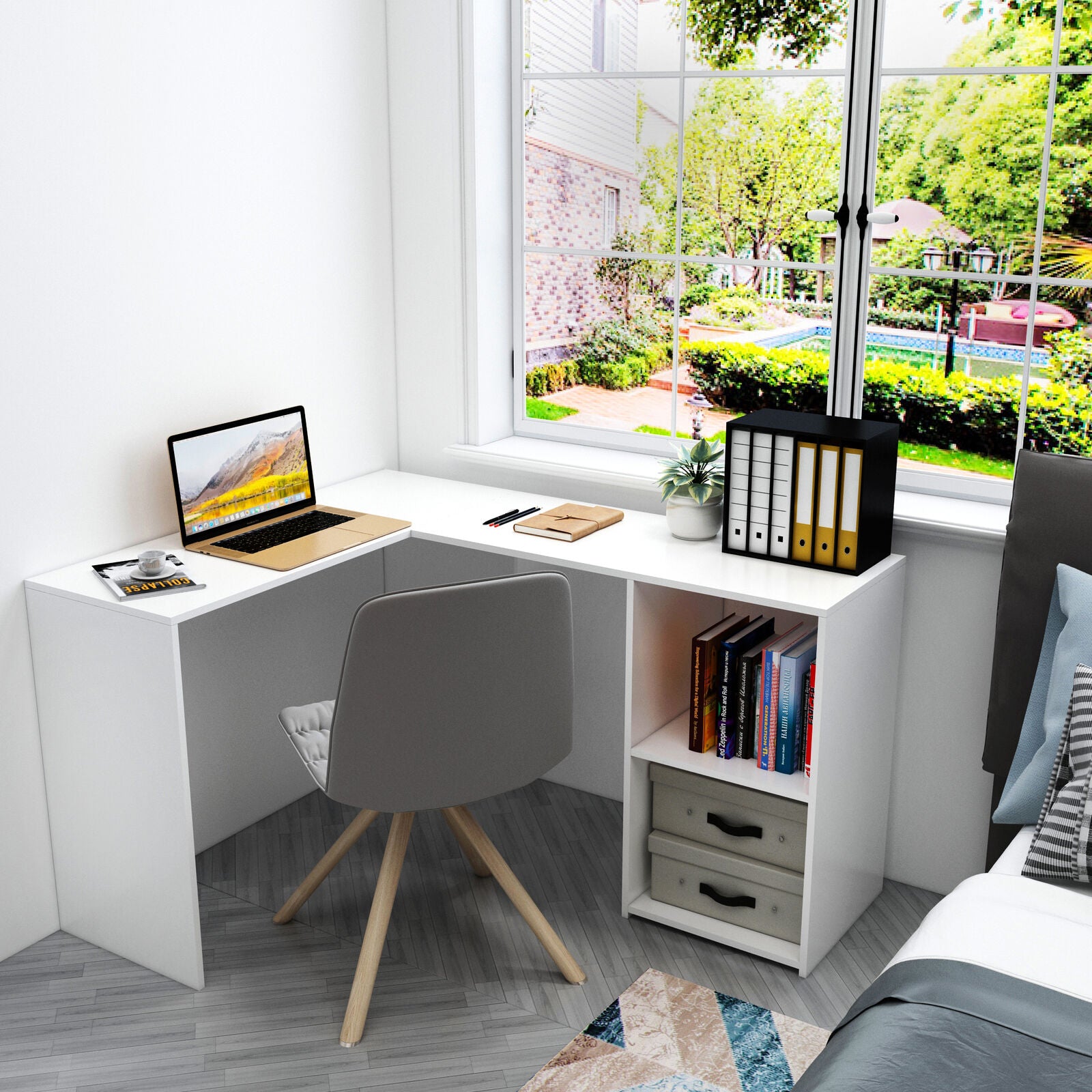 Corner desk for living outlet room