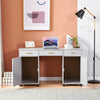 130cm Large Computer Desk Writing Table with 3 Drawers & 2 Door Home Office Grey