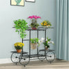 Black Metal Outdoor Indoor Plant Stand Multiple Tiered Plant Cart House Decorati