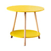 2 Tier Round Sofa Side End Corner Table Wooden Legs LivingRoom Kitchen Yellow