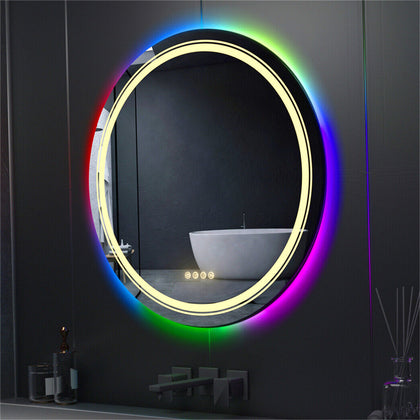 RGB LED Bathroom Mirror Color Changing LED Mirror Shatterproof Dimmable Anti-Fog