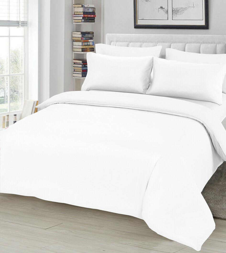 Ausumm Plain Duvet Cover & Pillowcase Reversible Bedding Set or Fitted Sheet