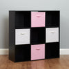 Black 9 Cube Kids Pink & White Toy/Games Storage Unit Girls/Boys Bedroom Shelves