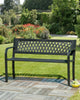 Metal Garden Bench 2 Seater Outdoor Seating Lattice Plastic Back Black
