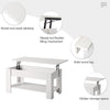 White Wooden Coffee Table Sofa Side Table w/ Lift Up Top Storage Area & Shelf