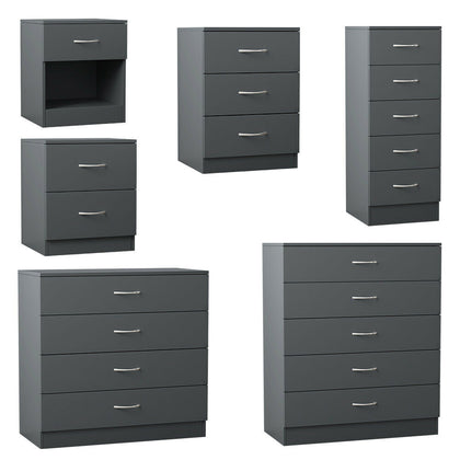 Chest Of Drawers Bedside Table Cabinet Metal Handles Bedroom Furniture Grey