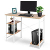 Office Compact Computer Desk Wooden & Metal Table With Bookcase Storage Shelf