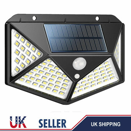 100 LED Solar Powered PIR Motion Sensor Outdoor Garden Light Security Flood Lamp