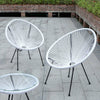 Mesh Rattan Egg Chair & Table Balcony Bistro Set Outdoor Patio Garden Furniture