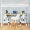 3.5FT Single Metal Loft Bed Frame High Sleeper Bunk Bed Study Desk Cabin Bed