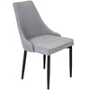 Pair of Classic Grey Fabric Material Upholstered Dinner Dining Chairs Black Legs