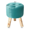 Luxury Padded Wooden Footstool Ottoman Square/Round Pouffe Stool Wood 4 Legs UK