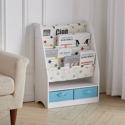 Fabric Toy Book Storage Rack Bookcase Magazine Bookshelf Tidy Bedroom Playroom