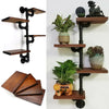 4 Tiers Industrial Iron Pipe Shelf Retro Wall Mounted Shelving with 4Pcs board