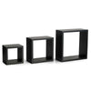 Set Of 3 Cube Shelf Square Wall Floating Shelves Decor Display Unit Storage Wood