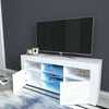 Modern White High Gloss Corner TV Unit Stand Cabinet LED Light W/ Storage Drawer