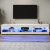 High Gloss 180cm White LED TV Stand Cabinet Unit Stroage Glass Shelves Sideboard