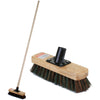 Sweeping Brush Broom Wooden Handle Soft Stiff Head PVC Sweeper Garden Outdoor