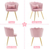 4x Velvet Upholstered Accent Chair Wing Back Armchair w/ Pilows Metal Legs Pink