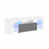 Modern White LED TV Unit Cabinet Stand Matt Body And High Gloss Doors Lights